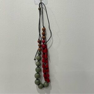 Handcrafted Decouture Necklace Red and Grey Wooden Beads Made in the Philippines